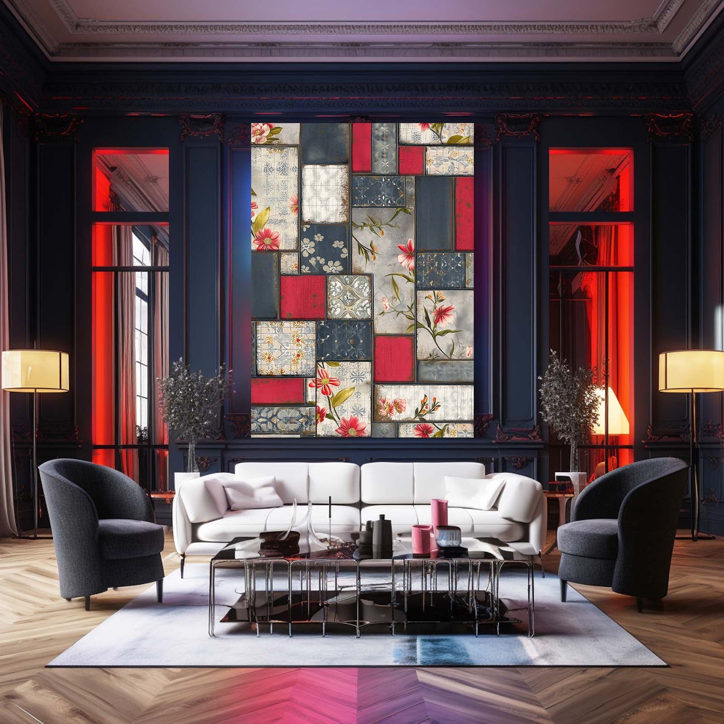 Patchwork Quilt Farmhouse Wall Decor – styled in a furnished interior