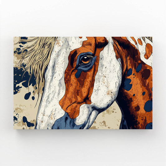 Pattern Horse Art – angled canvas view on white background