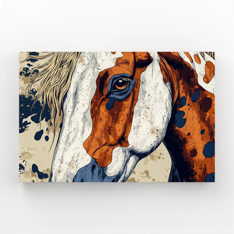 Pattern Horse Art – angled canvas view on white background
