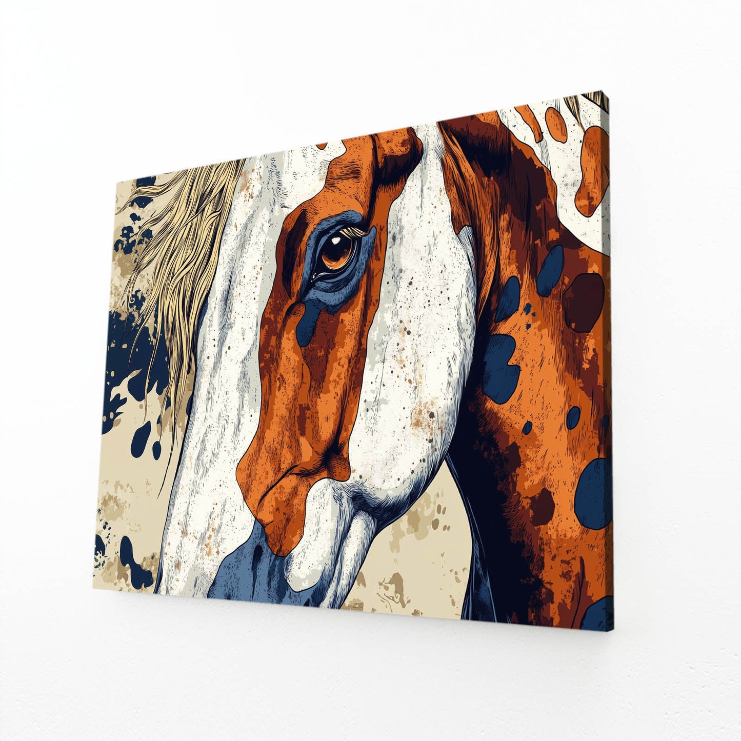 Pattern Horse Art – angled canvas view on white background