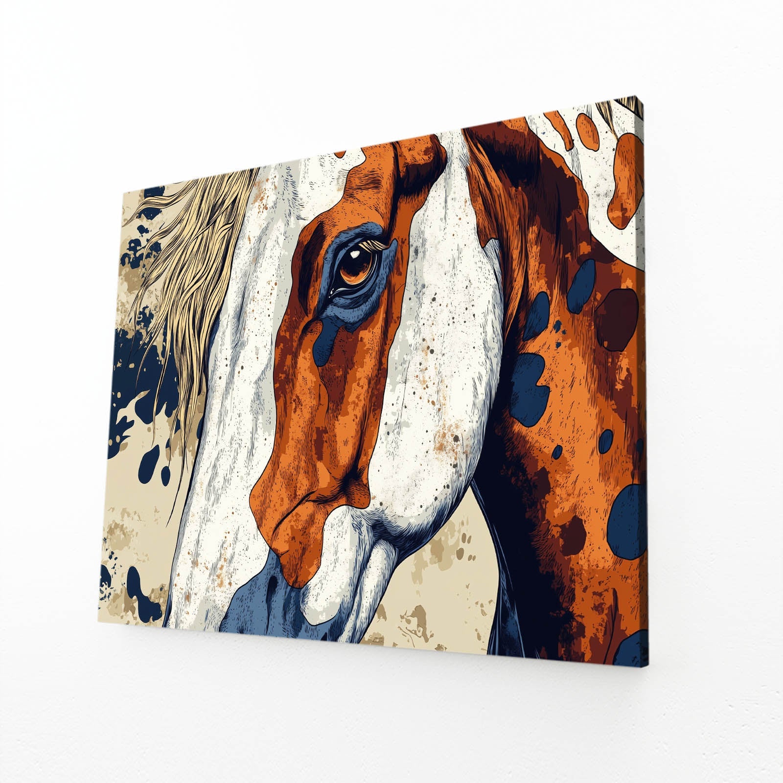 Pattern Horse Art – angled canvas view on white background