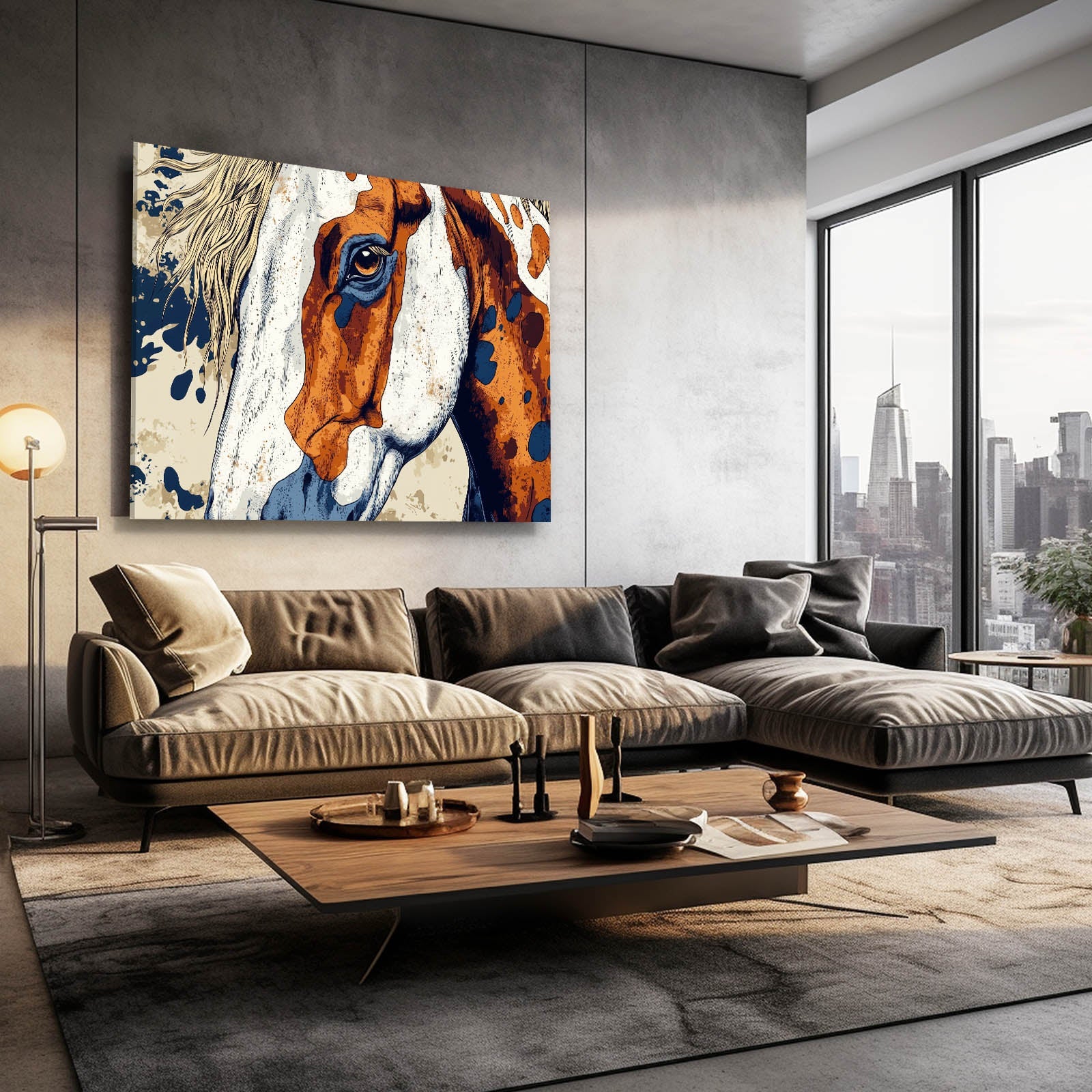 Pattern Horse Art – angled canvas view on white background