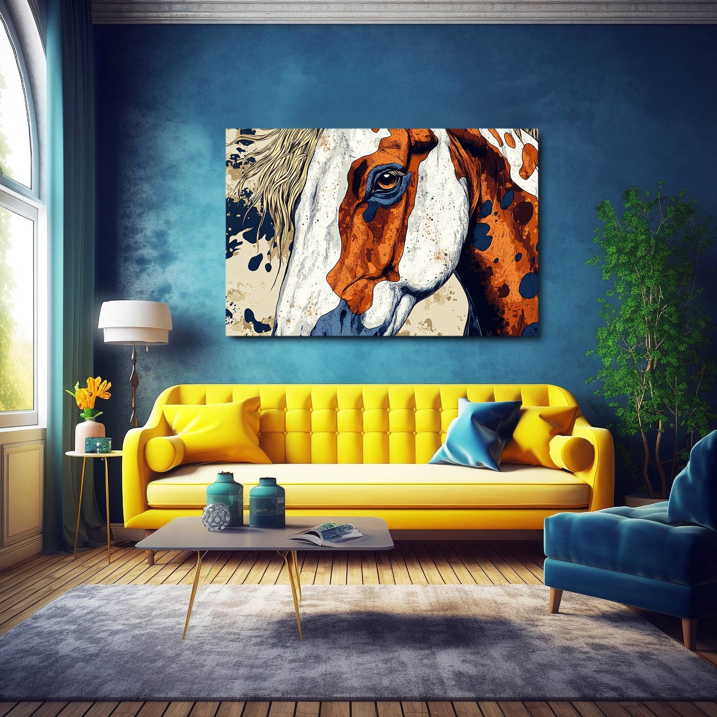 Pattern Horse Art – angled canvas view on white background