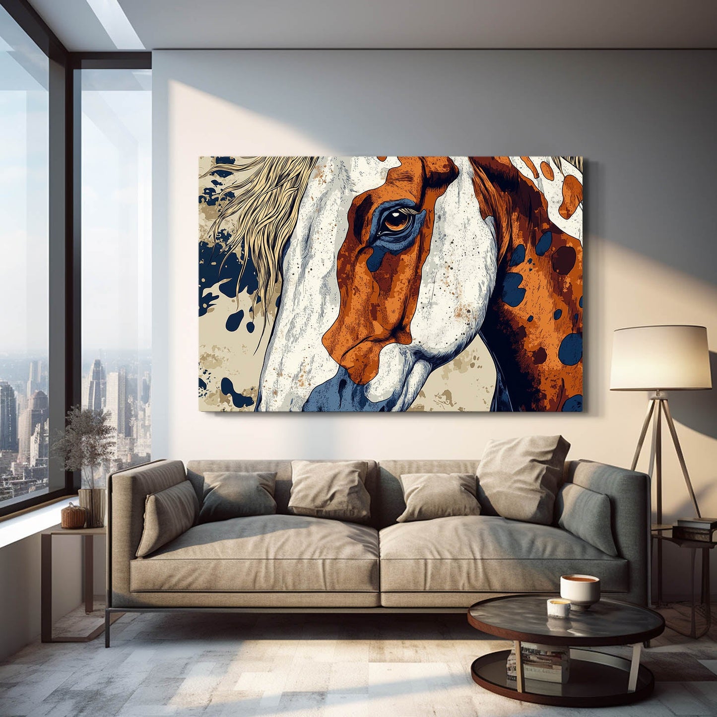 Pattern Horse Art – angled canvas view on white background