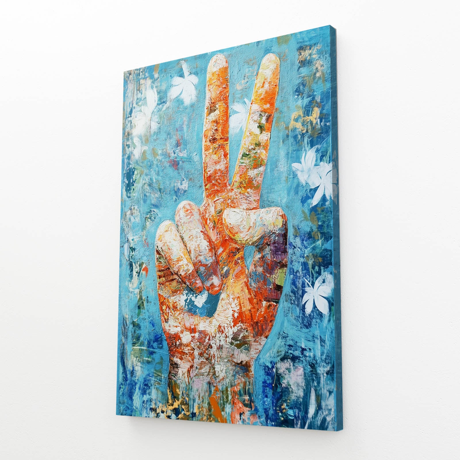 Peace Sign Doves Canvas – angled canvas view on white background