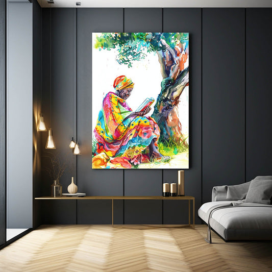 Peaceful African Art — african art canvas print in white tones, view 4