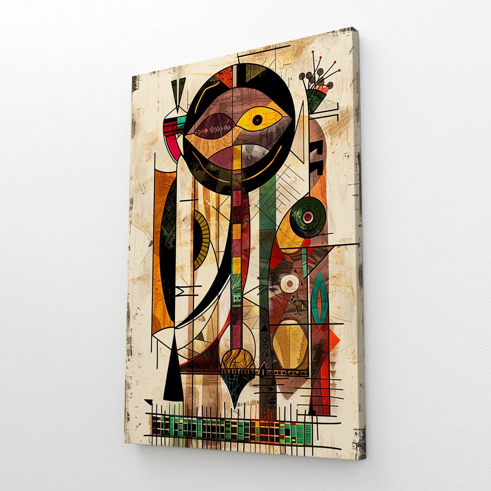 Peaceful African Wall Art — abstract canvas print in orange tones, view 2