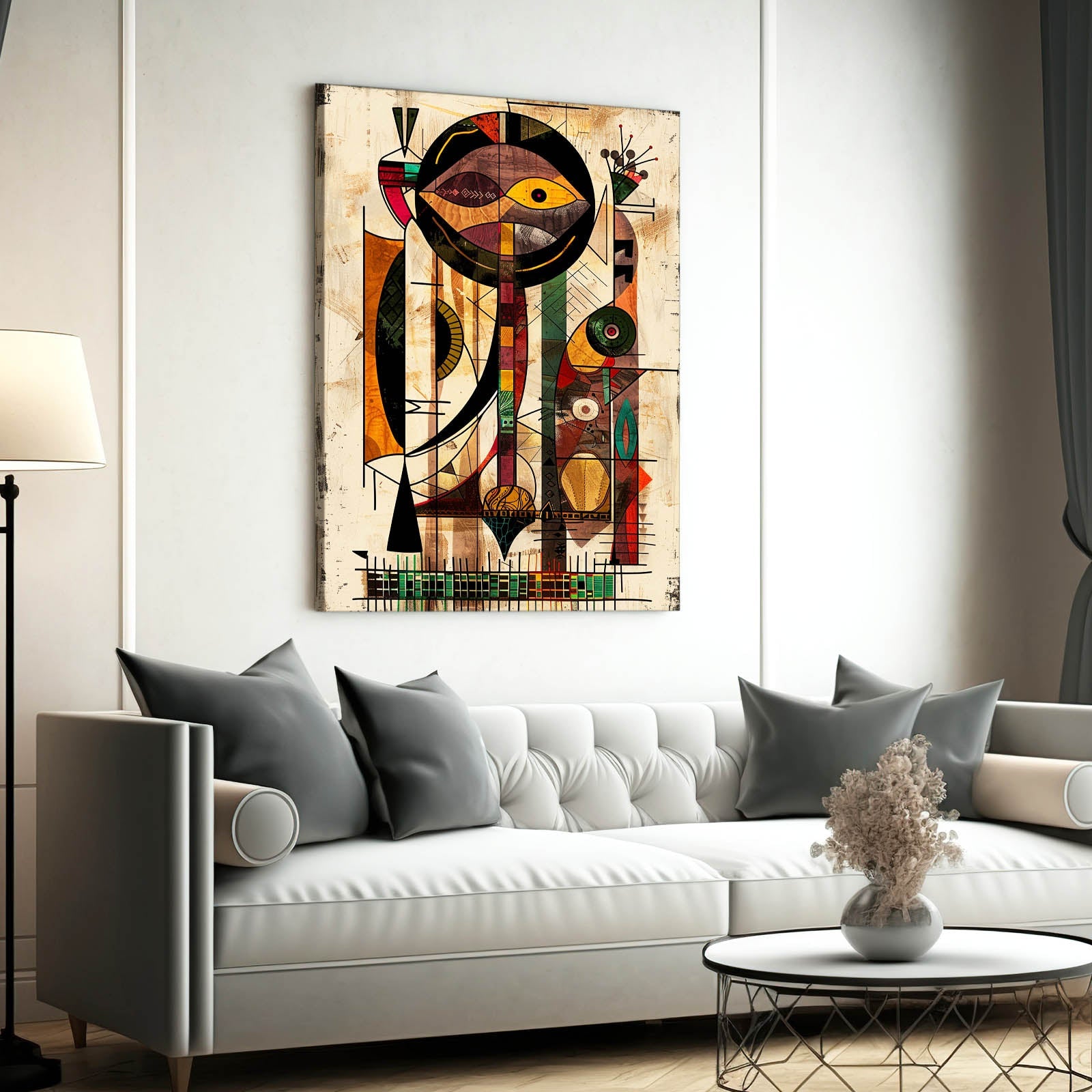Peaceful African Wall Art — abstract canvas print in orange tones, view 5