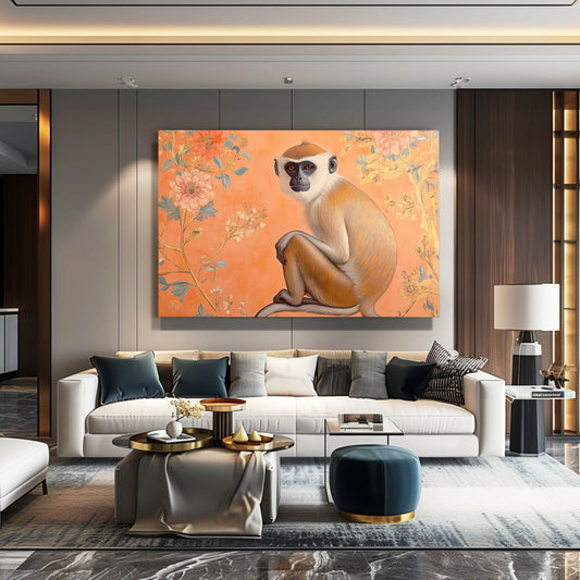 Peach Floral Wallpaper Monkey Canvas – styled in a furnished interior
