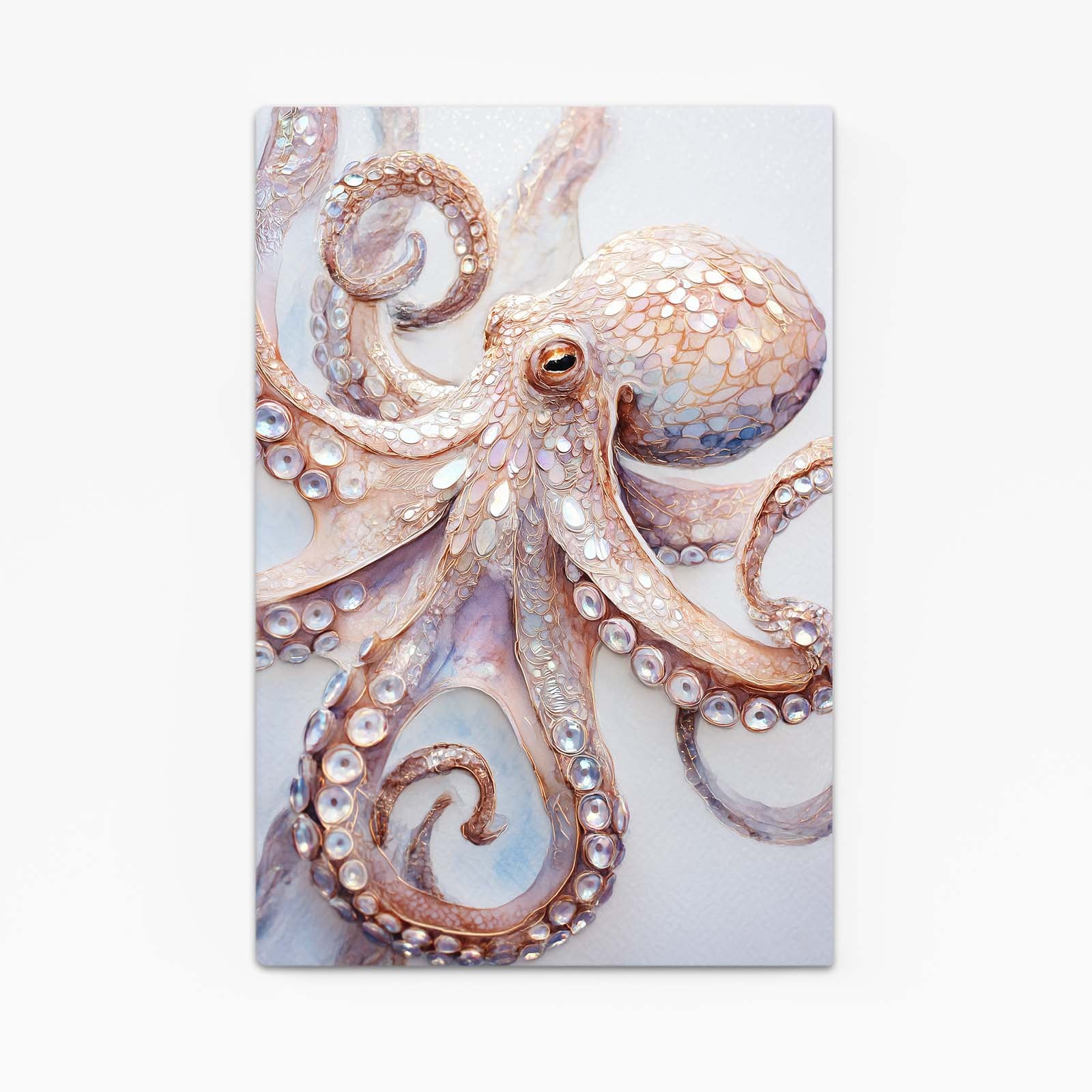 Pearl Sucker Coil Octopus Art – canvas print on white background