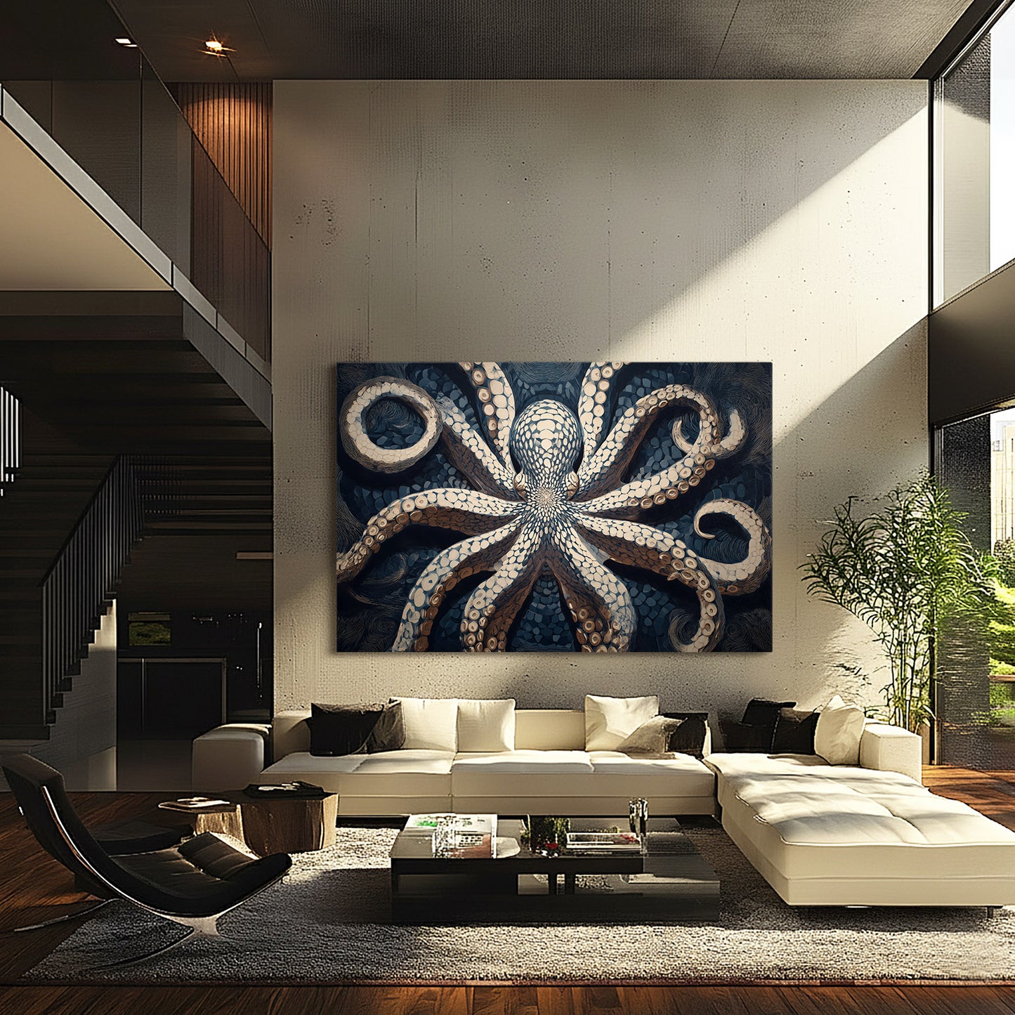 Pearl Sucker Study Octopus Wall Art – styled in a furnished interior