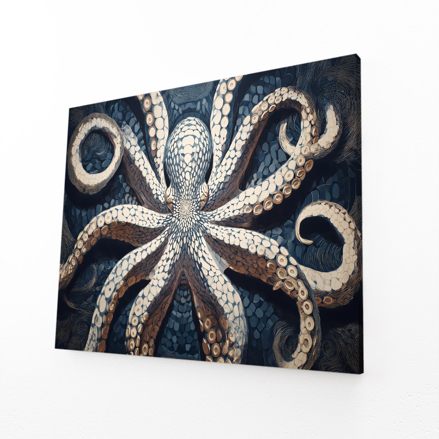 Pearl Sucker Study Octopus Wall Art – angled canvas view on white background