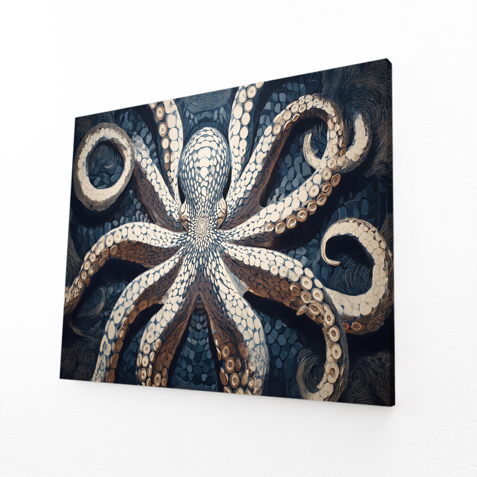 Pearl Sucker Study Octopus Wall Art – angled canvas view on white background
