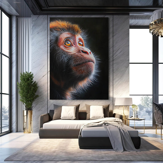 Pensive Dark Study Monkey Wall Decor – styled in a furnished interior