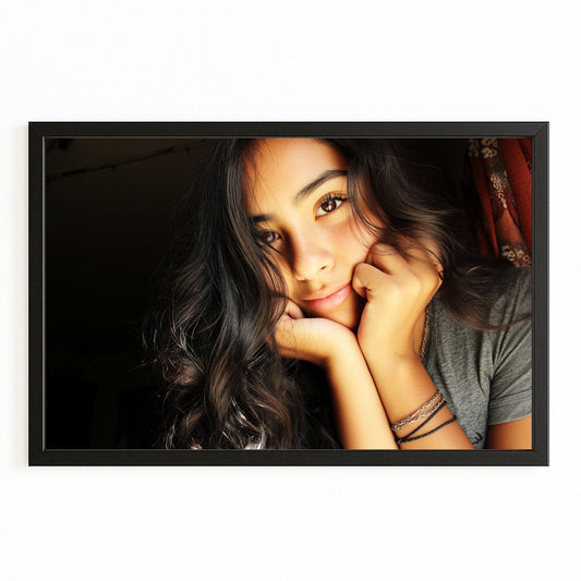 Pensive Gaze Women Photography Art Prints – canvas print on white background