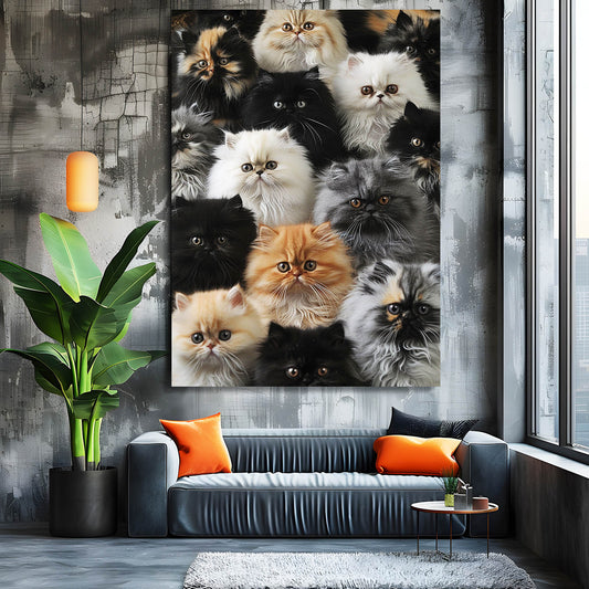 Persian Council Cat Wall Art — photography canvas print in white tones, view 3