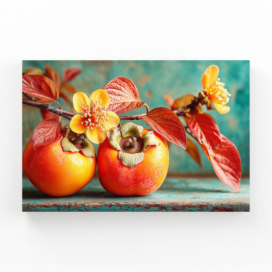 Persimmon Blossom Vintage Fruit Canvas – persimmon blossom vintage fruit canvas print