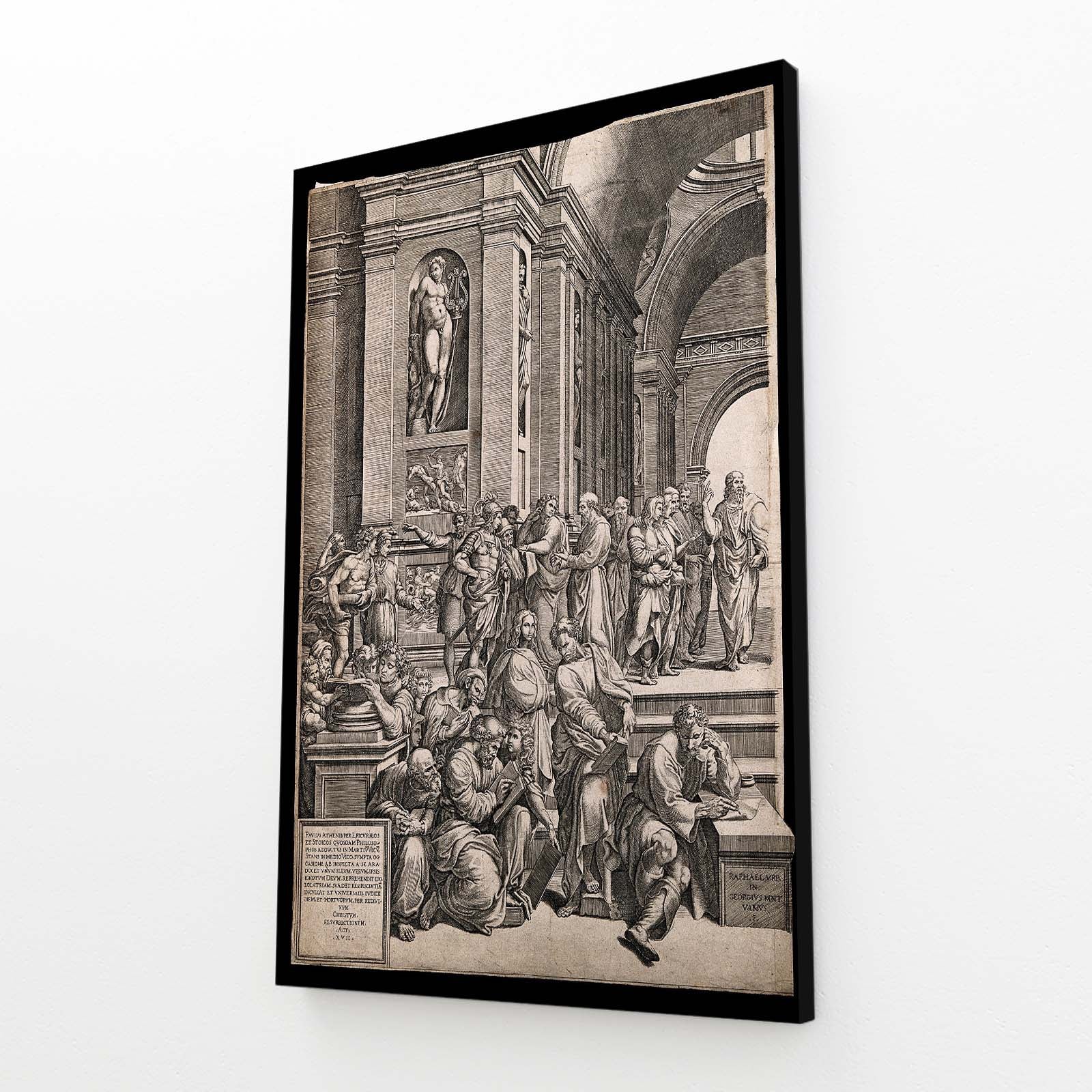 Perspective Hall Engraving Da Vinci Wall Art – angled canvas view on white background