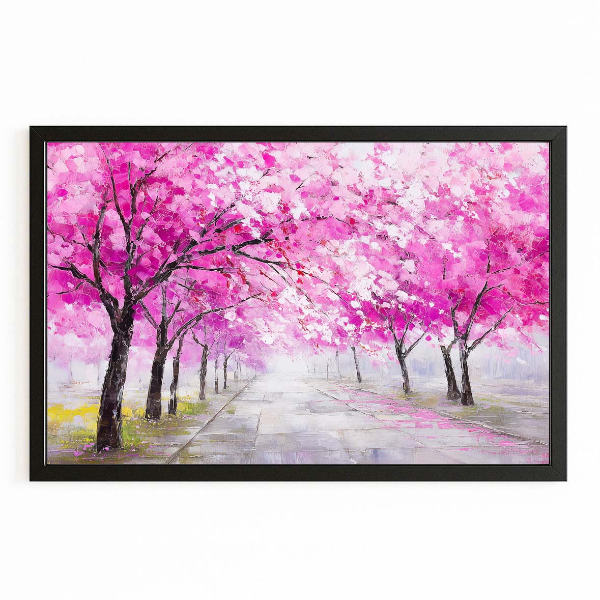 Petal Avenue Cherry Blossom Art – with Premium Black frame on white background