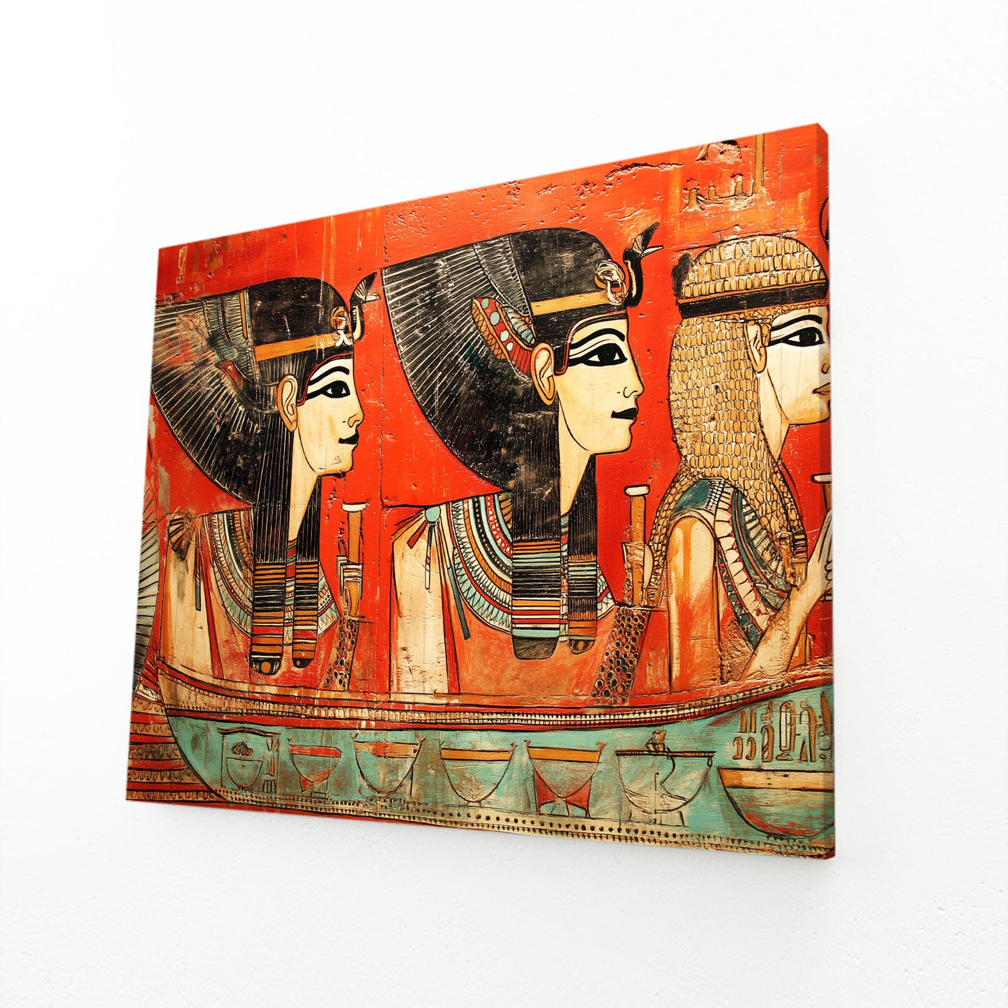 Pharaoh Profiles Orange Egyptian Art – pharaoh profiles orange egyptian canvas print