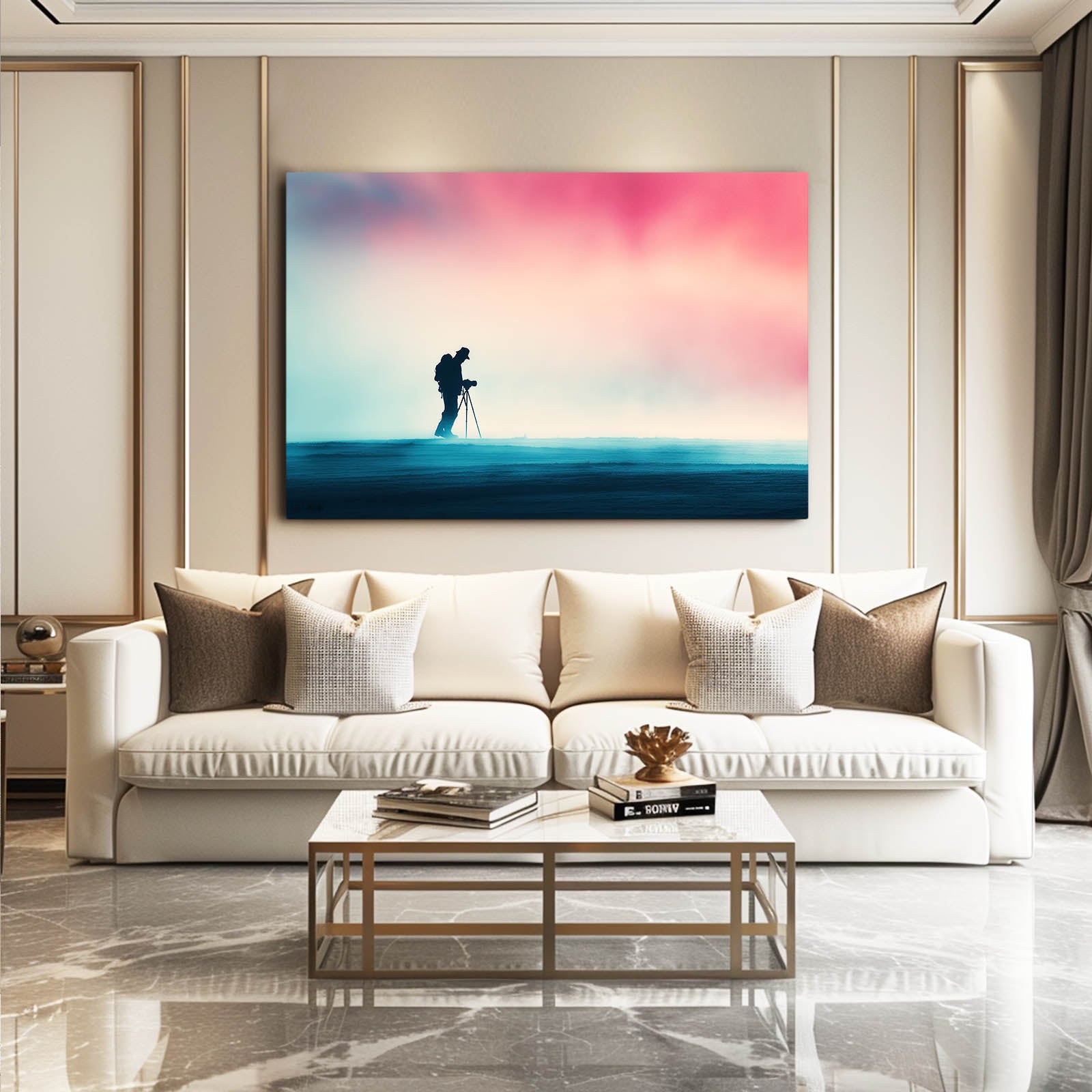 Photographer Pink Sky Photography Canvas – styled in a furnished interior