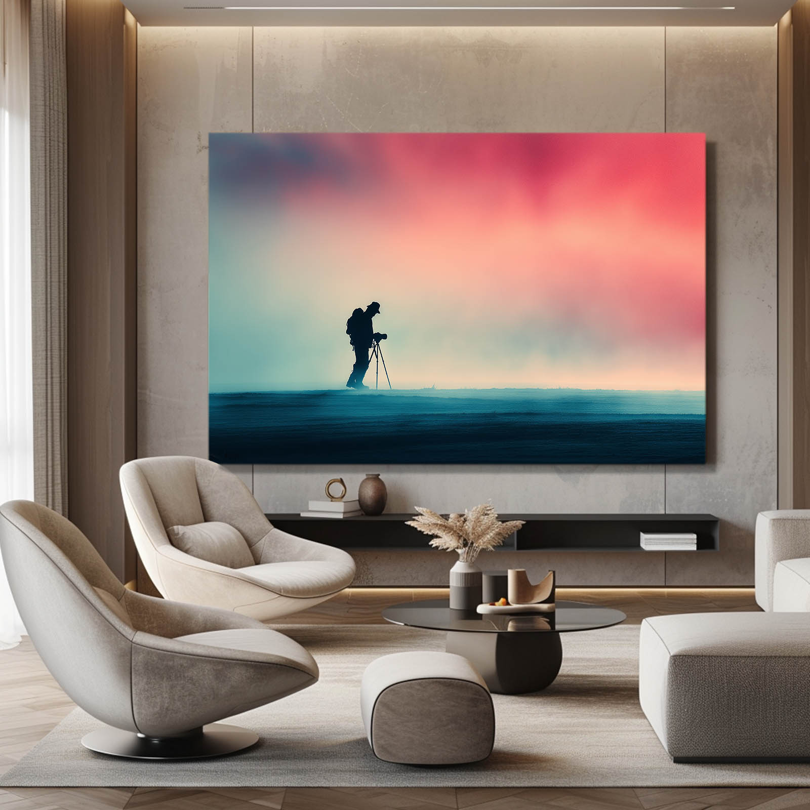 Photographer Pink Sky Photography Canvas – styled in a furnished interior