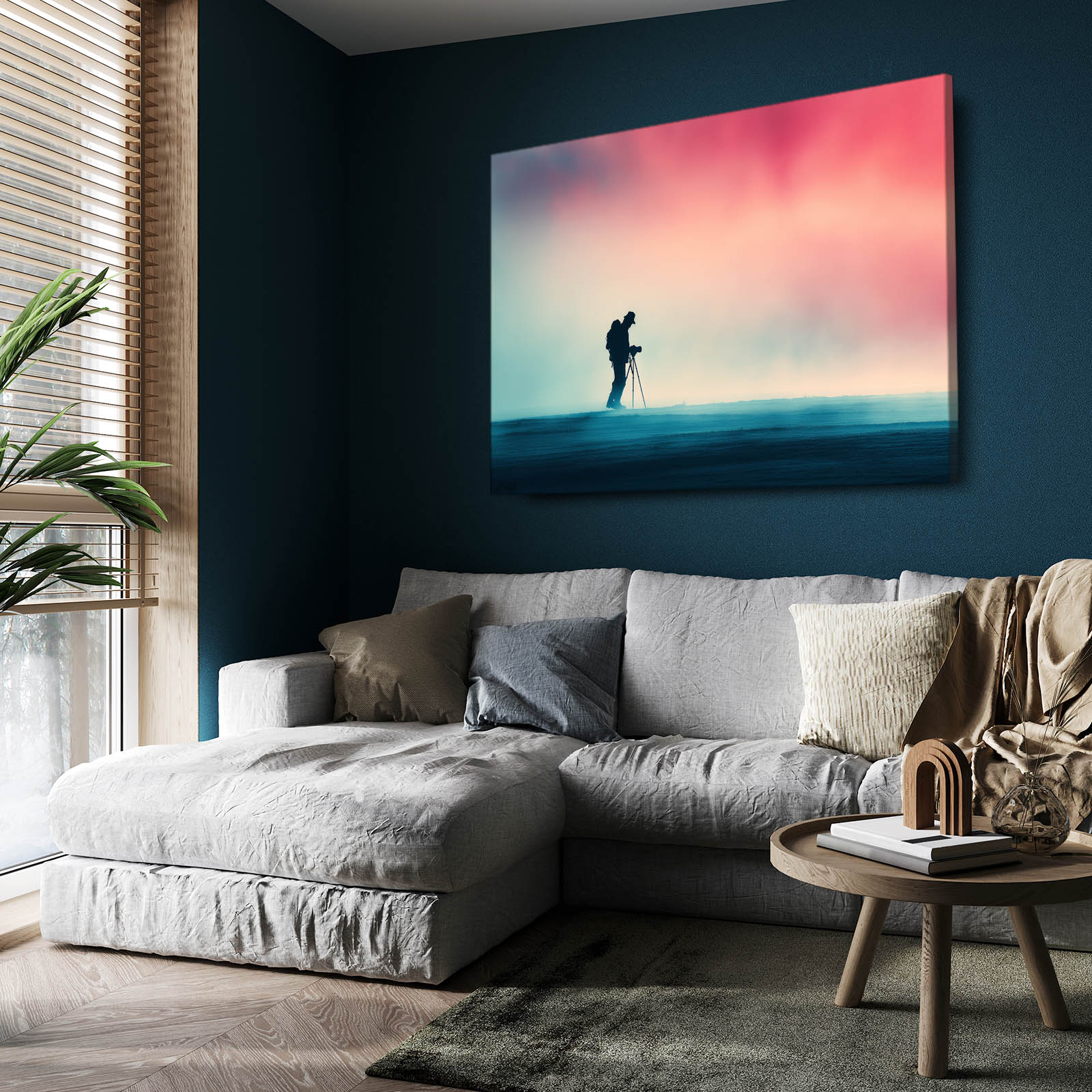Photographer Pink Sky Photography Canvas – styled in a furnished interior