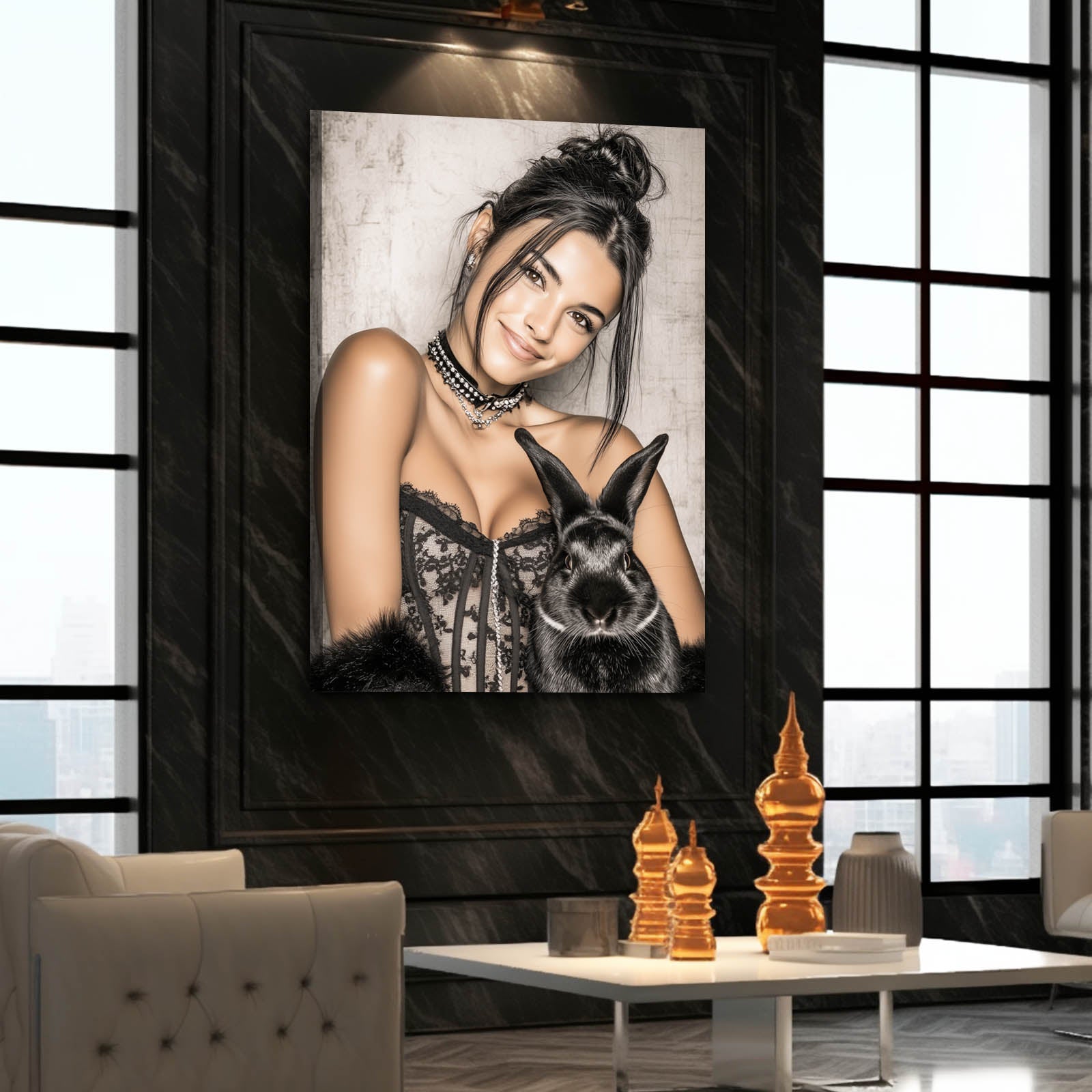 Photography Bunny Art – angled canvas view on white background
