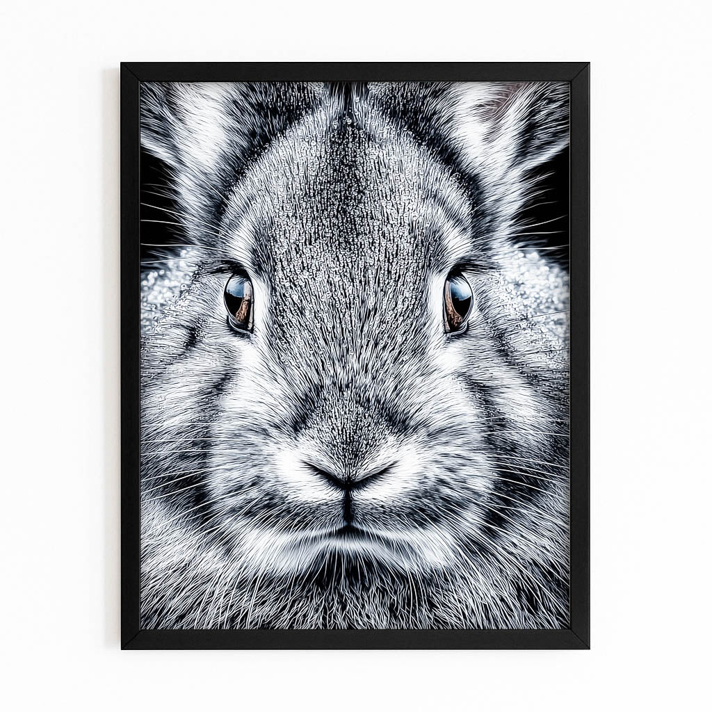Photography Bunny Prints — classic canvas print, with Premium Black frame on white background