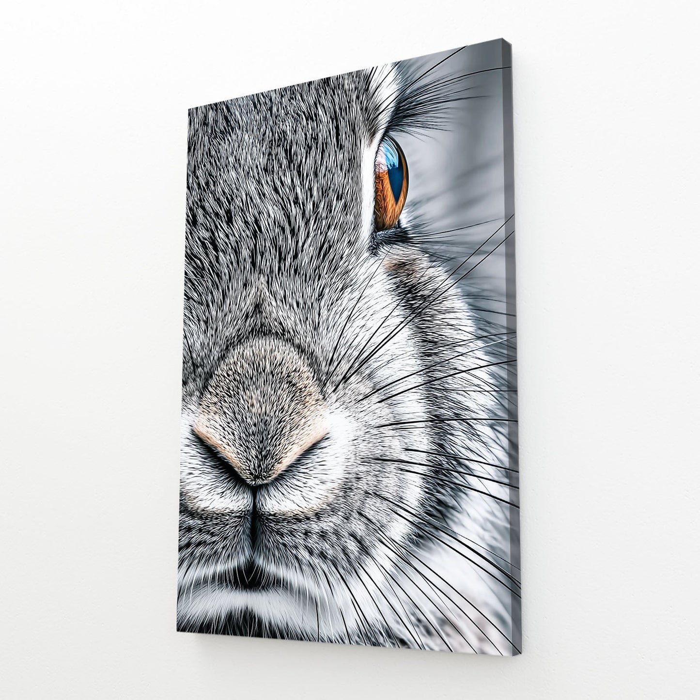 Photography Bunny Wall Art – angled canvas view on white background