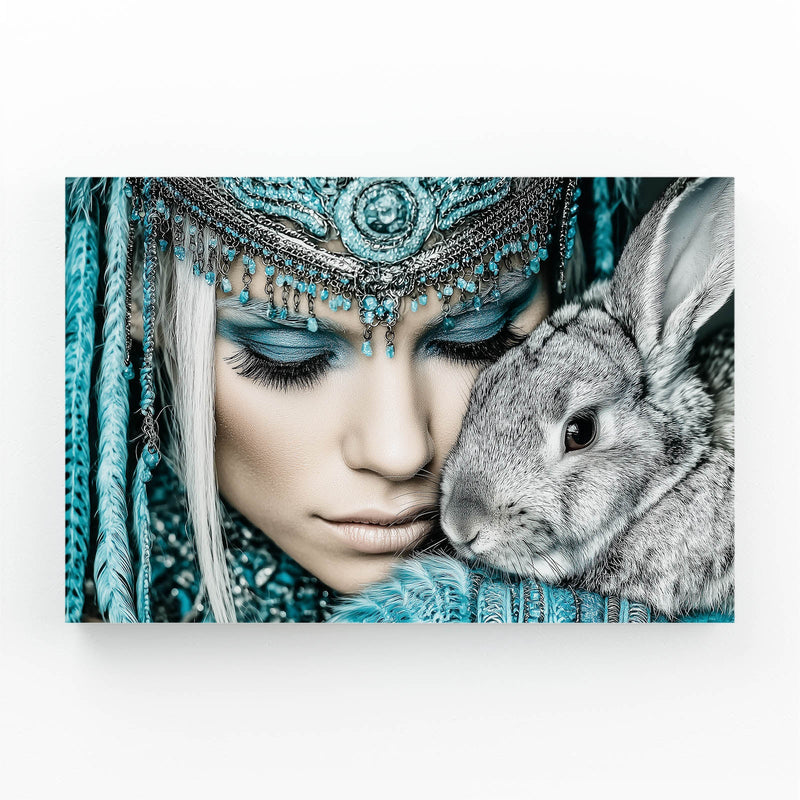 Photography Rabbit Wall Art – angled canvas view on white background