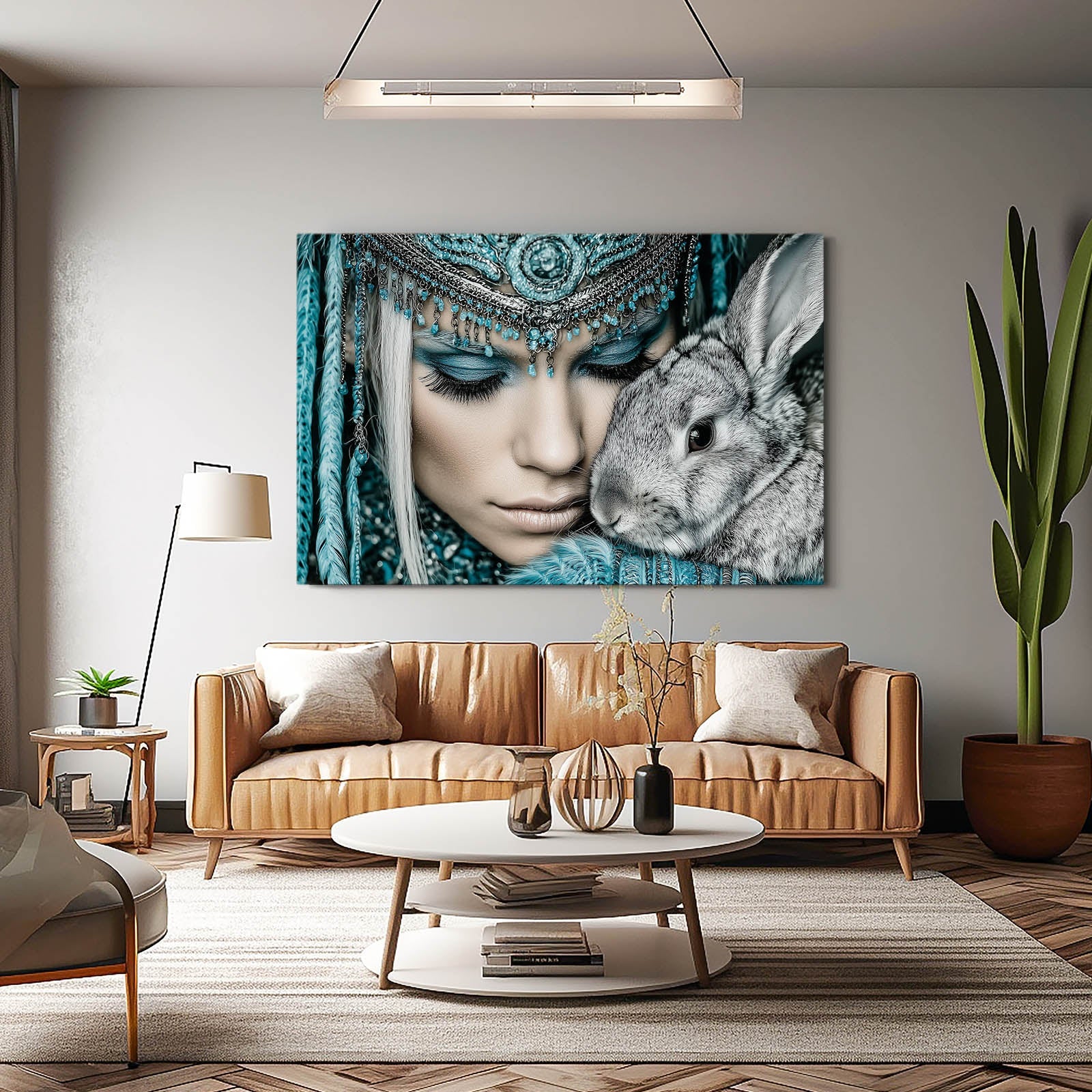 Photography Rabbit Wall Art – angled canvas view on white background