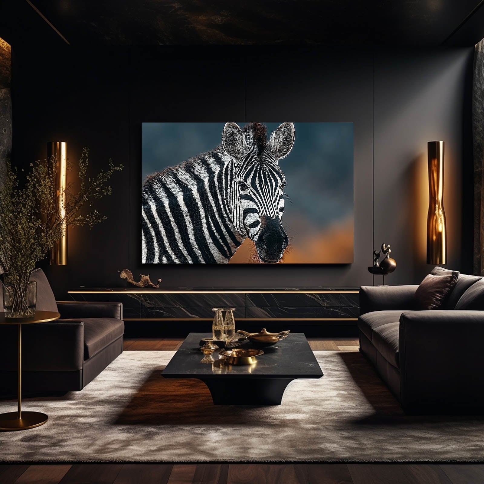 Photography Zebra Art – styled in a furnished interior