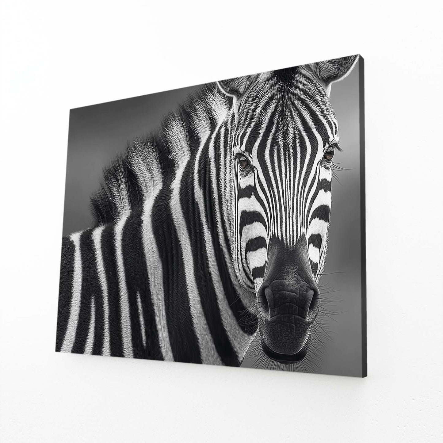 Photography Zebra Prints – angled canvas view on white background