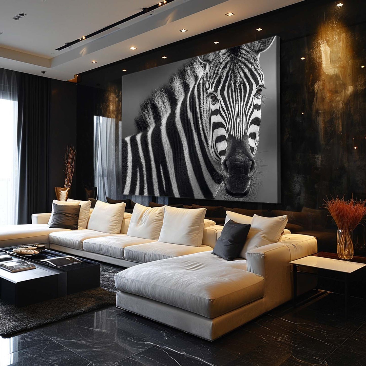 Photography Zebra Prints – styled in a furnished interior