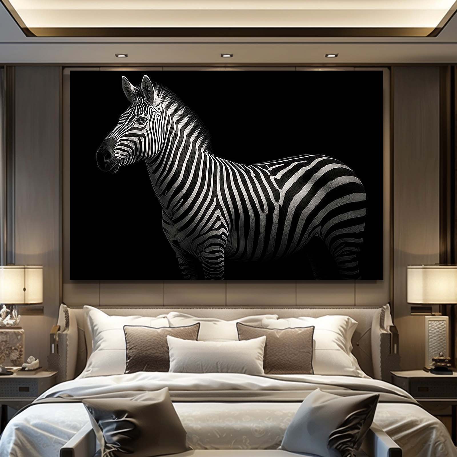 Photography Zebra Wall Art – styled in a furnished interior