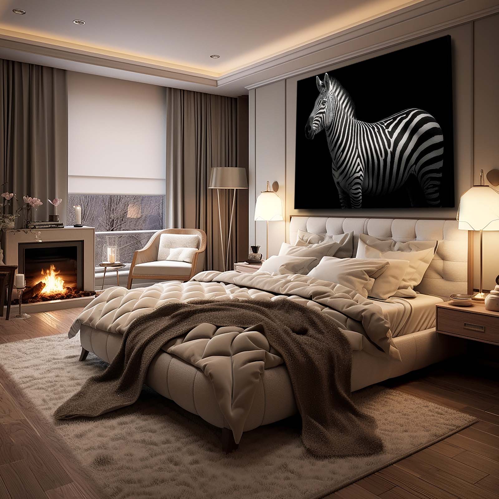 Photography Zebra Wall Art – styled in a furnished interior