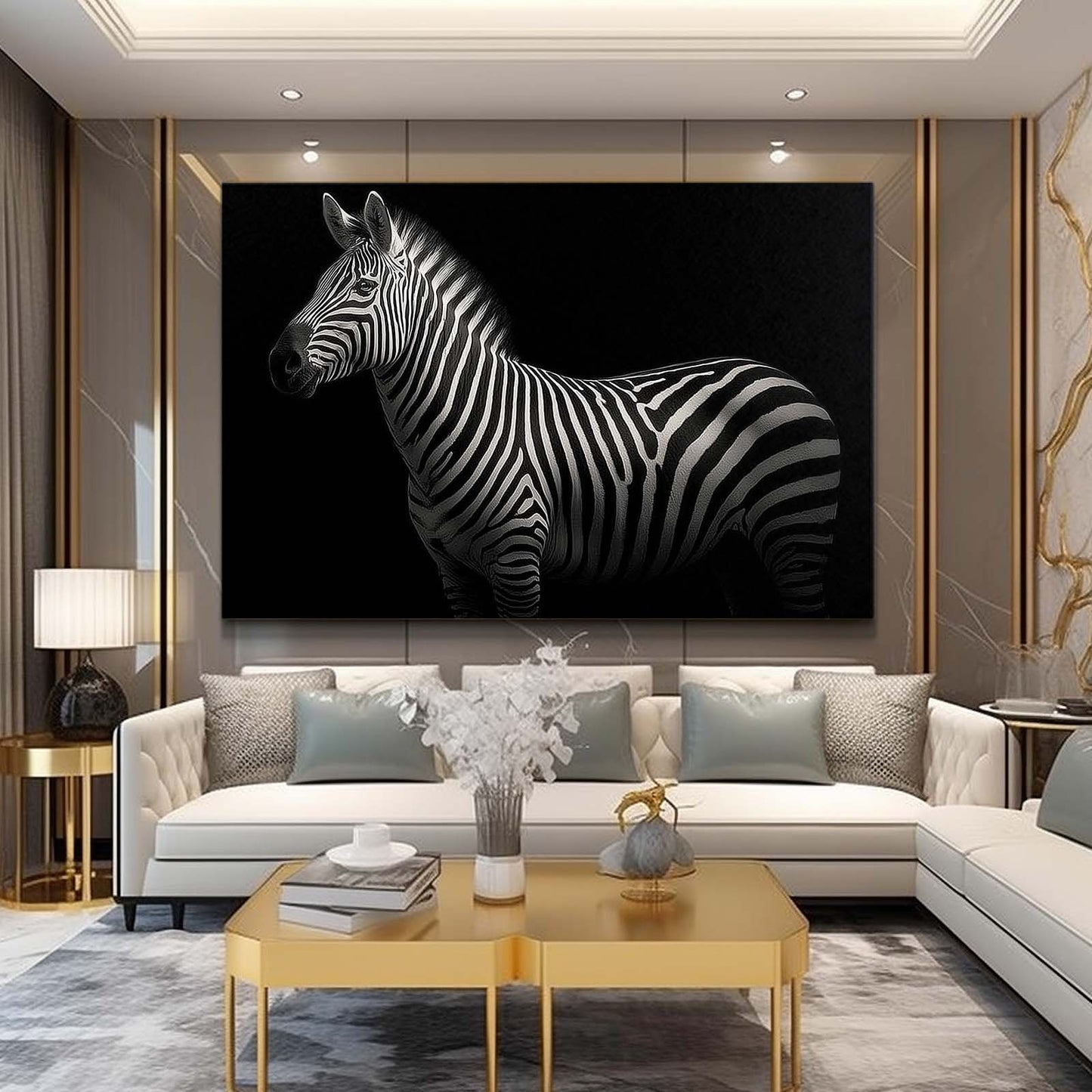 Photography Zebra Wall Art – styled in a furnished interior
