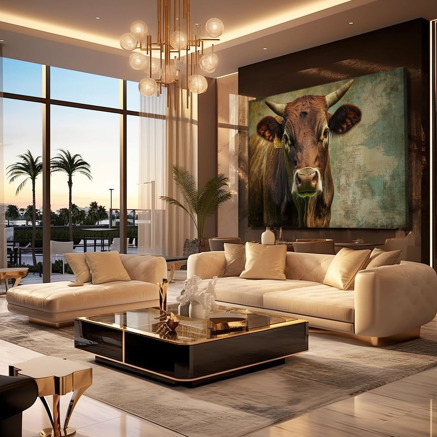 Pictures Cow Wall Art – angled canvas view on white background