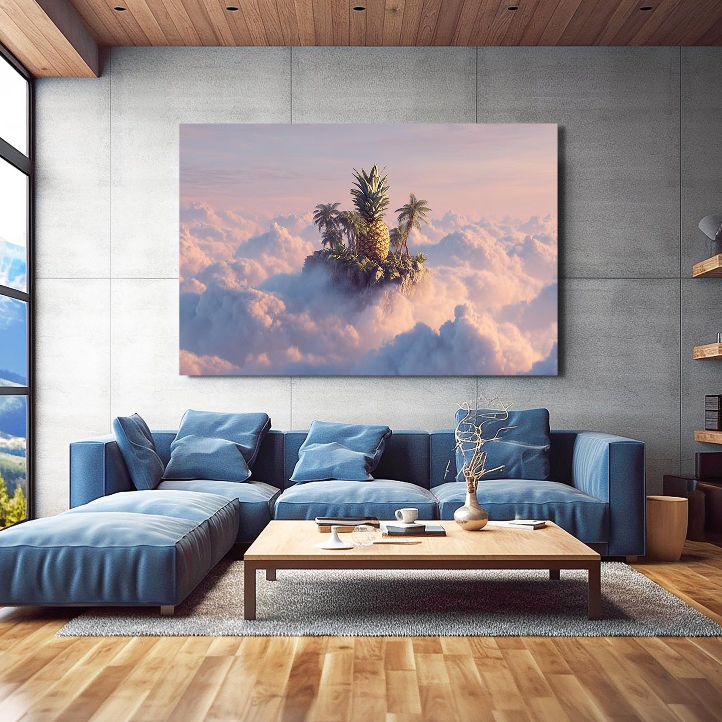 Pineapple Cloud Island Fruit Prints – styled in a furnished interior