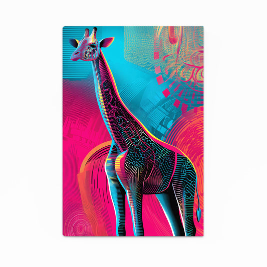 Colorful abstract design of a giraffe on a white background