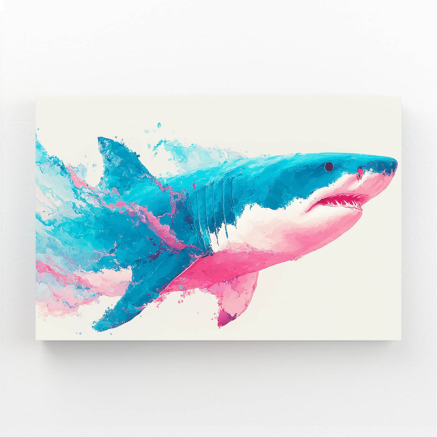 Pink and Teal Watercolor Shark Art – pink and teal watercolor shark canvas print