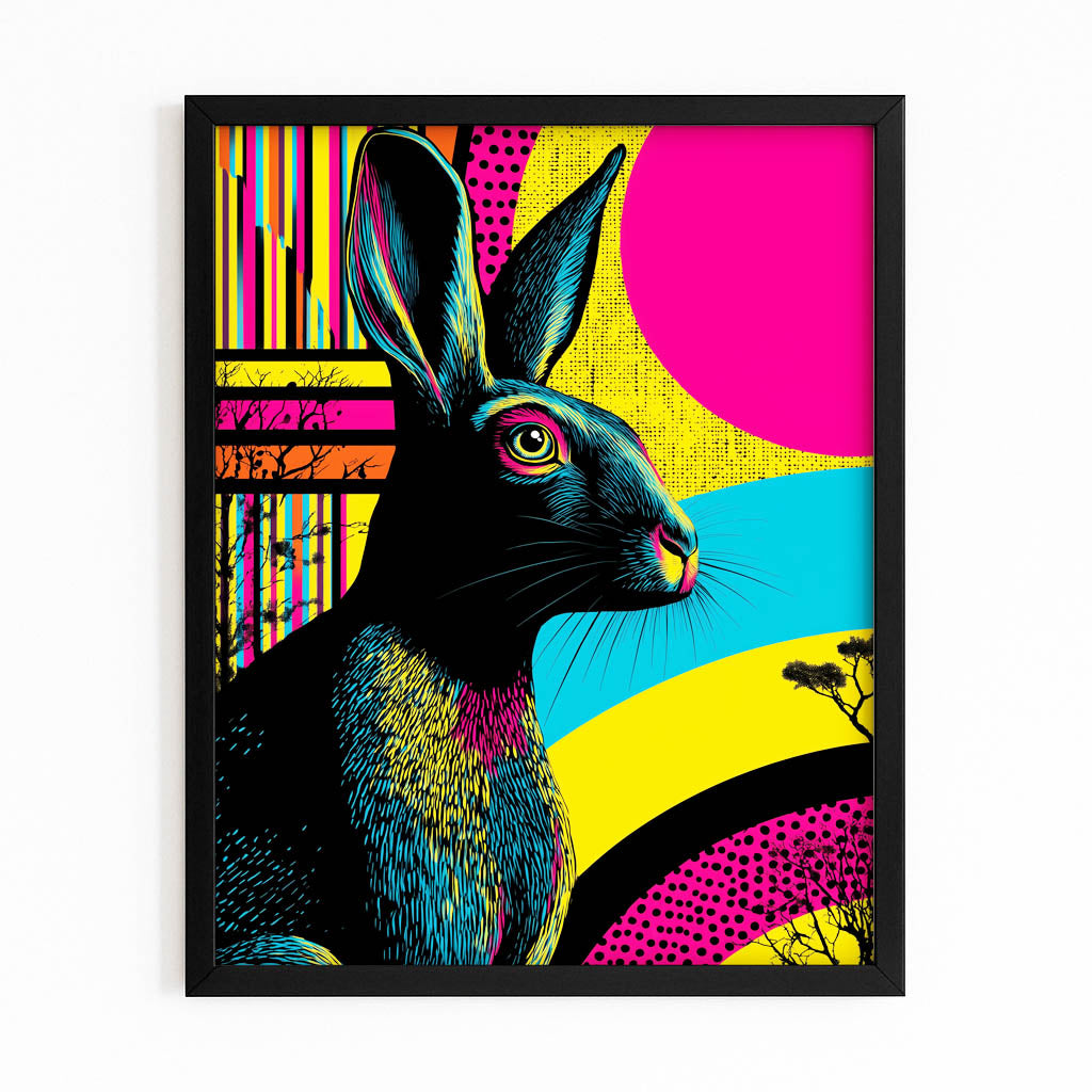 Pink Bunny Canvas – with Premium Black frame on white background