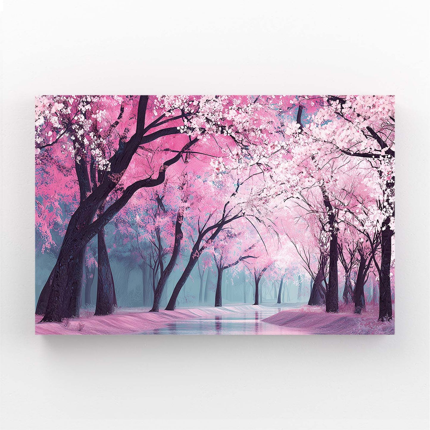 Pink Forest Path Cherry Blossom Canvas – pink forest path cherry blossom canvas print