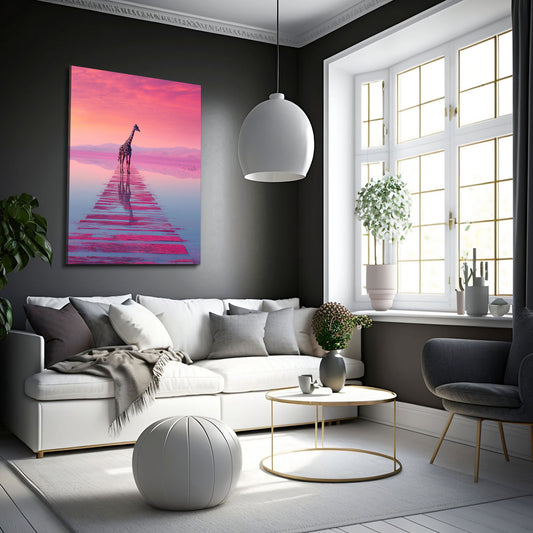 Pink Giraffe Print — digital canvas print in pink tones, view 4