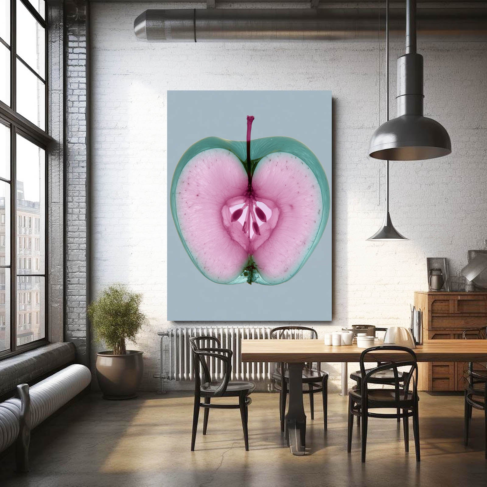 Pink Heart Slice Apple Prints – styled in a furnished interior