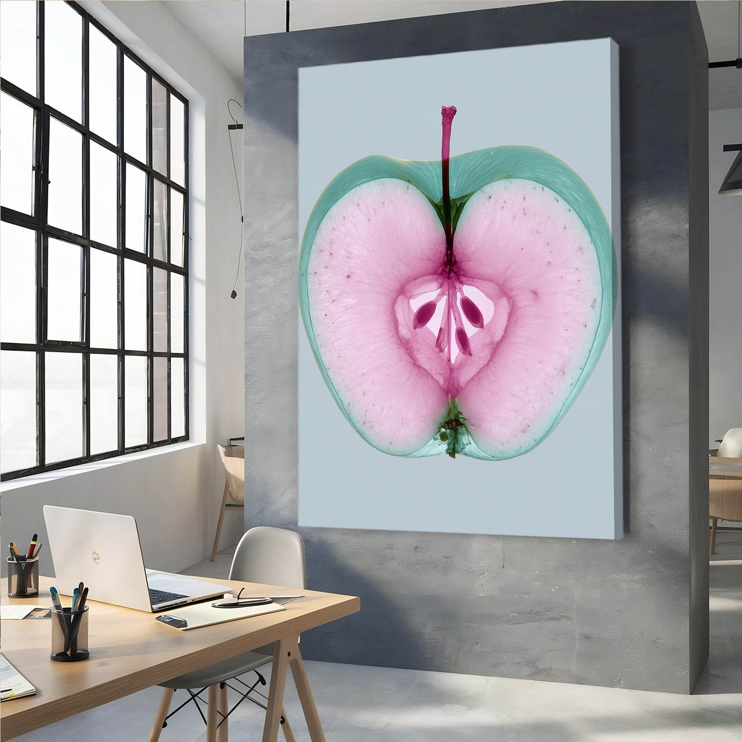 Pink Heart Slice Apple Prints – styled in a furnished interior