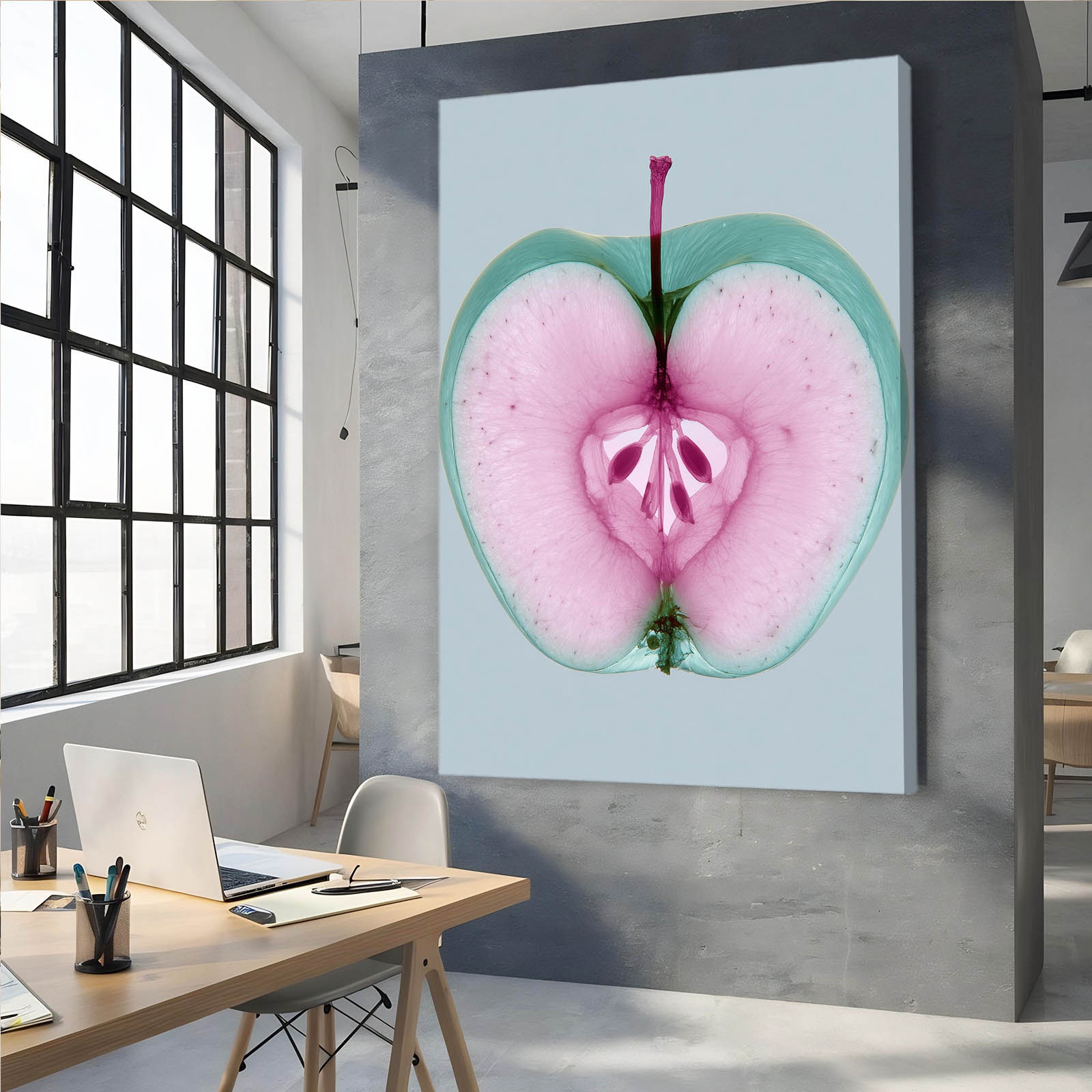 Pink Heart Slice Apple Prints – styled in a furnished interior