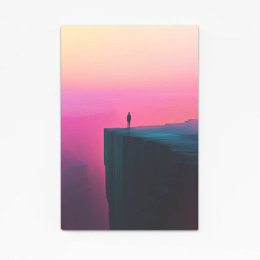 Pink Horizon Cliff Minimalist Wall Art — contemporary canvas print, canvas print on white background