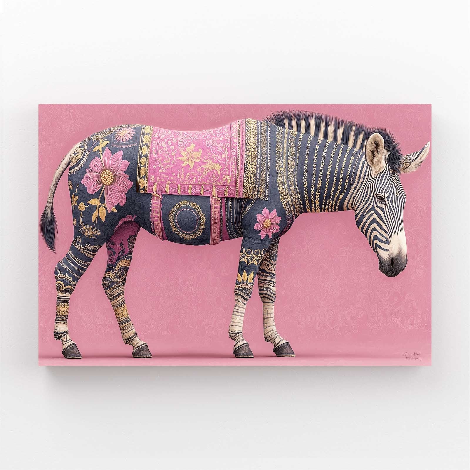 Pink Horizontal Zebra Wall Art – pink horizontal canvas print